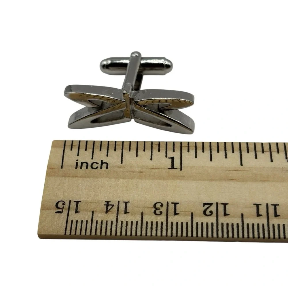 Abstract Orbit Cufflinks Silver Tone Outer Space Open Work Bullet‎ Back Cosmic